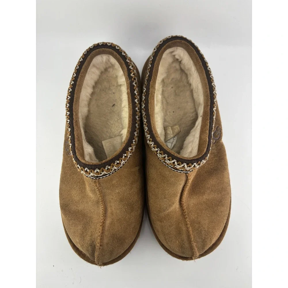 UGG Kids Tasman Suede Slippers Chestnut Brown Size 2 1019066K